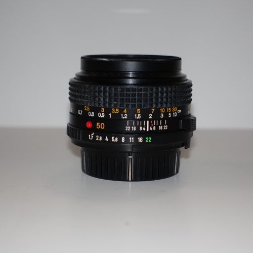 Minolta 50mm 1:1,7 Objektiv - Mit Schutzfilter und Rückdeckel