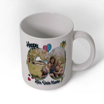 Personalisierte Tasse zum 60. Geburtstag mit Bild und Namen