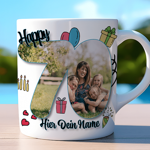 personalisierte Tasse zum 70,. Geburtstag