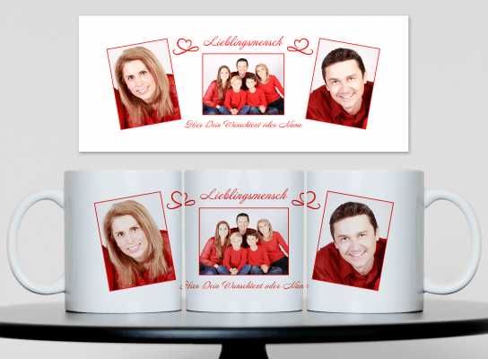 Fototasse Lieblingsmensch mit 3 Fotos und persönlichem Text